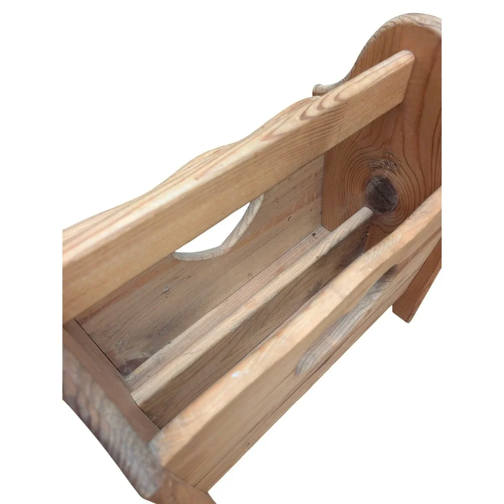 Vintage Wood Magazine Rack Heart Cutout Handmade Pine Country Primitive Decor